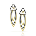 Black and 14k Gold Element Earrings with Diamond - Q Evon Fine Jewelry