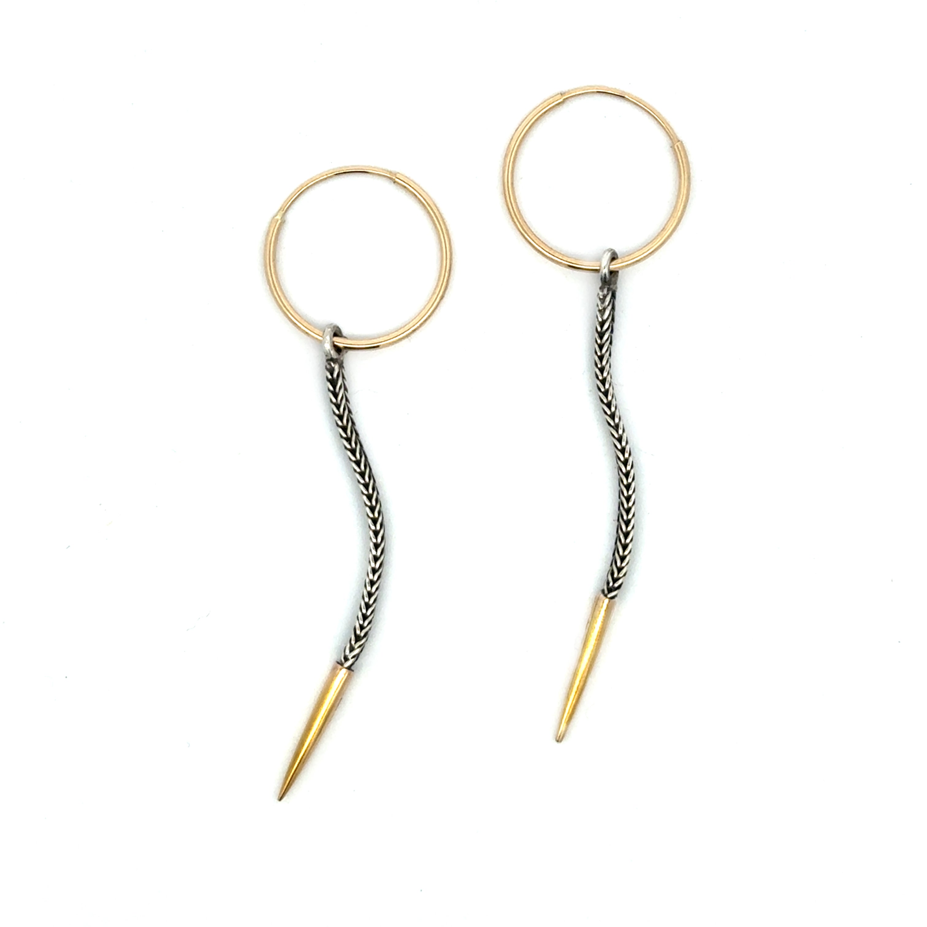 14k and Silver Bolo Hoop Earrings