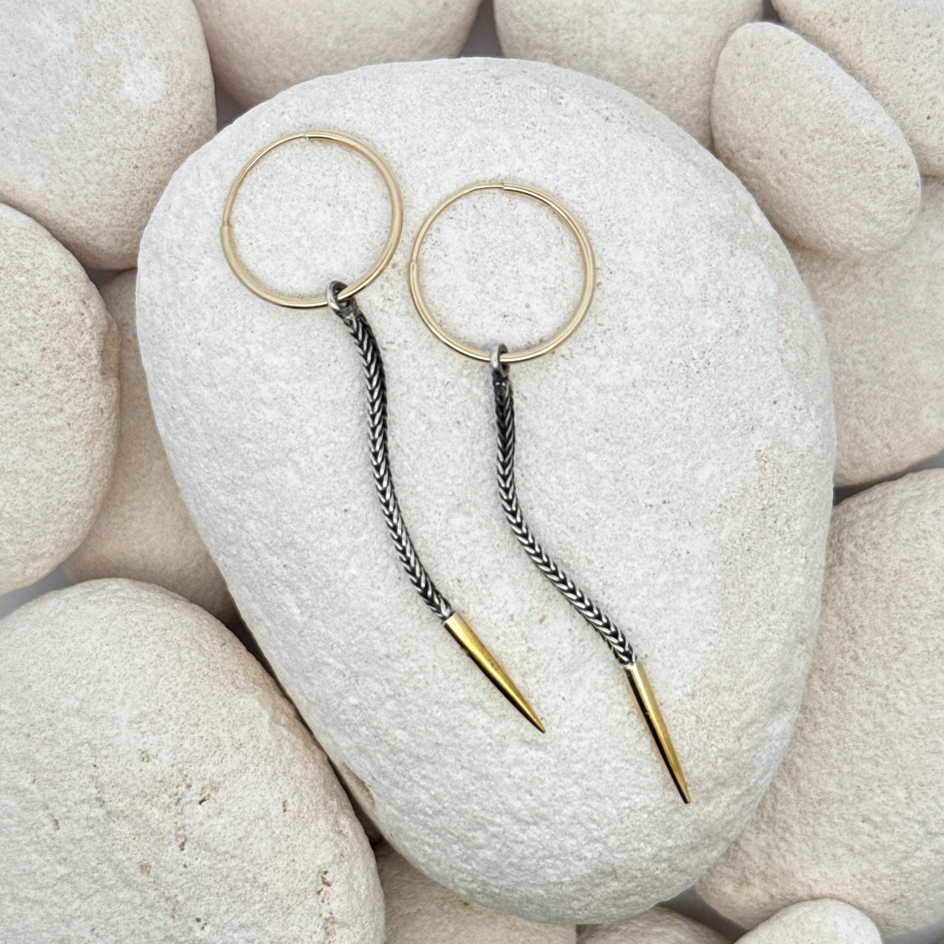 14k and Silver Bolo Hoop Earrings
