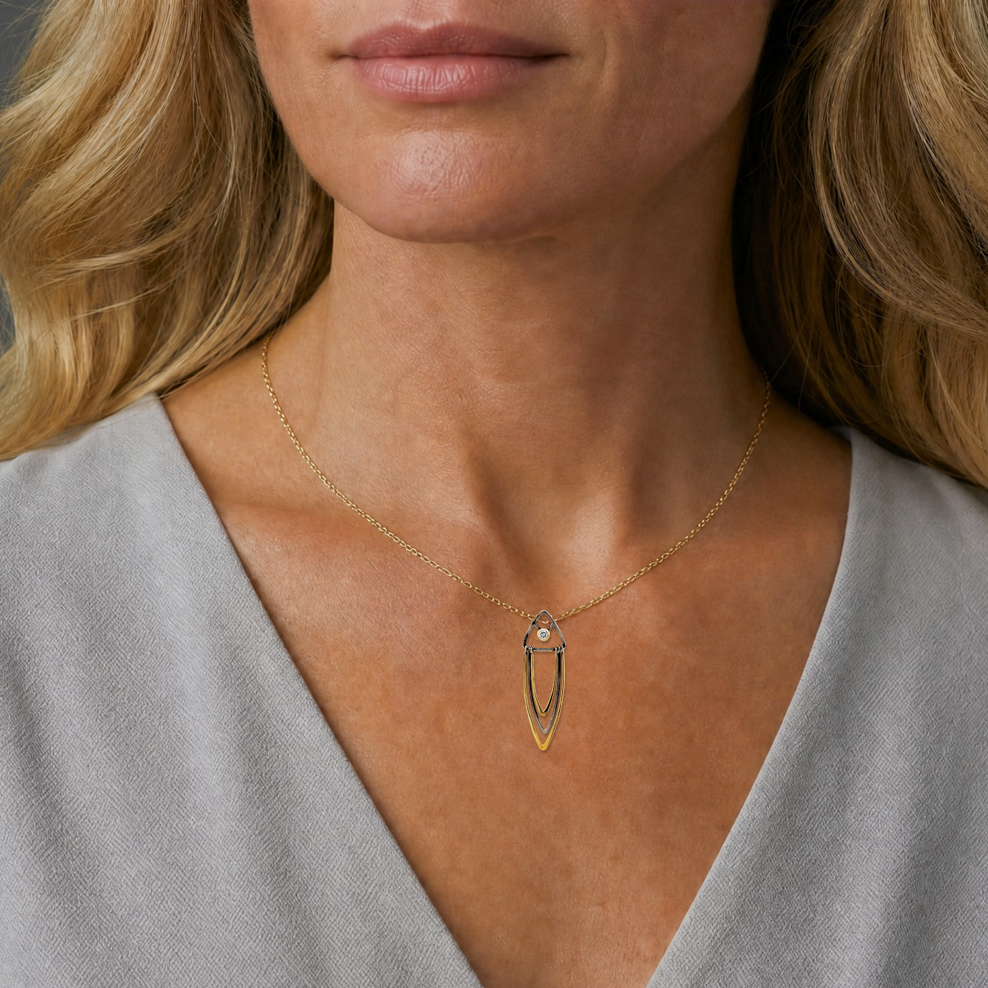 14k and Black Rhodium Element Pendant with Diamond