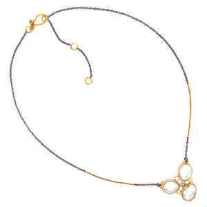 14k South Sea Keshi Pearl Necklace with Champagne Diamond