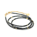 14k Black Diamond Beads Adjustable Necklace 12.1-15.2 tcw