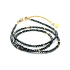14k Black Diamond Beads Adjustable Necklace 12.1-15.2 tcw
