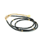 14k Black Diamond Beads Adjustable Necklace 12.1-15.2 tcw