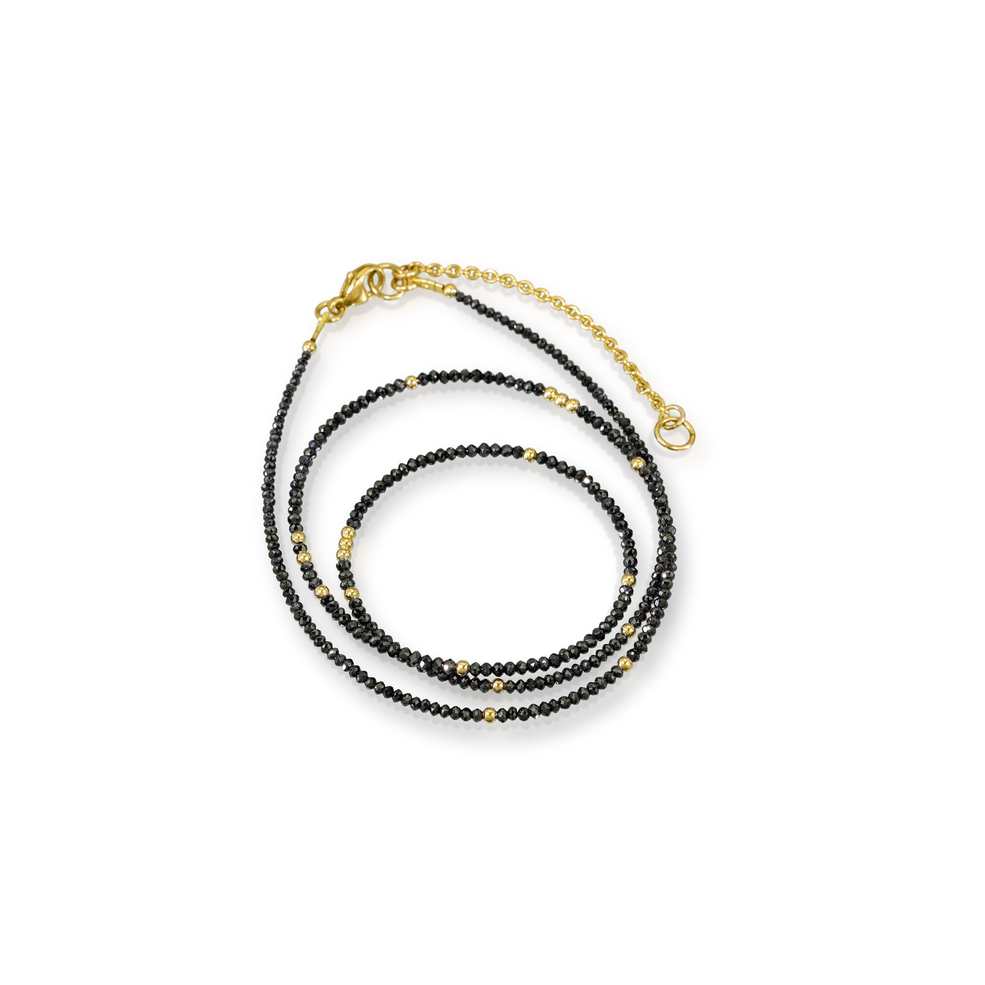 14k Black Diamond Beads Adjustable 18-20 Necklace