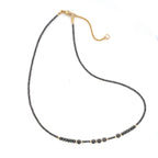 14k Black Diamond Beads Adjustable 16-18 Necklace 15-16TCW