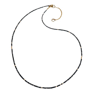 14k Black Diamond Beads Adjustable Necklace