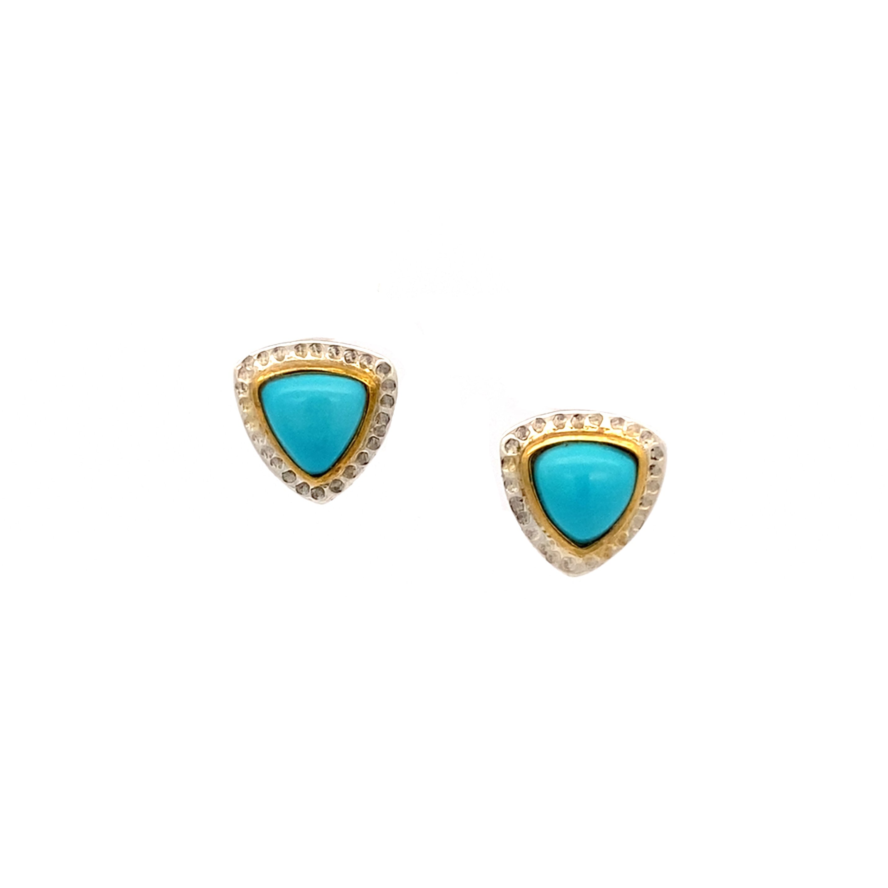 Turquoise Sterling Silver & 14k Gold Studs