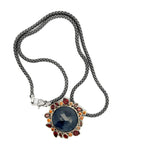 Circle of Fire - Silver Round Blue Sapphire Pendant