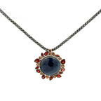 Circle of Fire - Silver Round Blue Sapphire Pendant