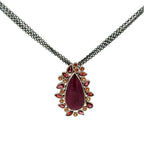 Circle of Fire - Silver Red Sapphire Pendant on Triple Chain