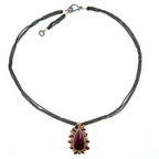 Circle of Fire - Silver Red Sapphire Pendant on Triple Chain