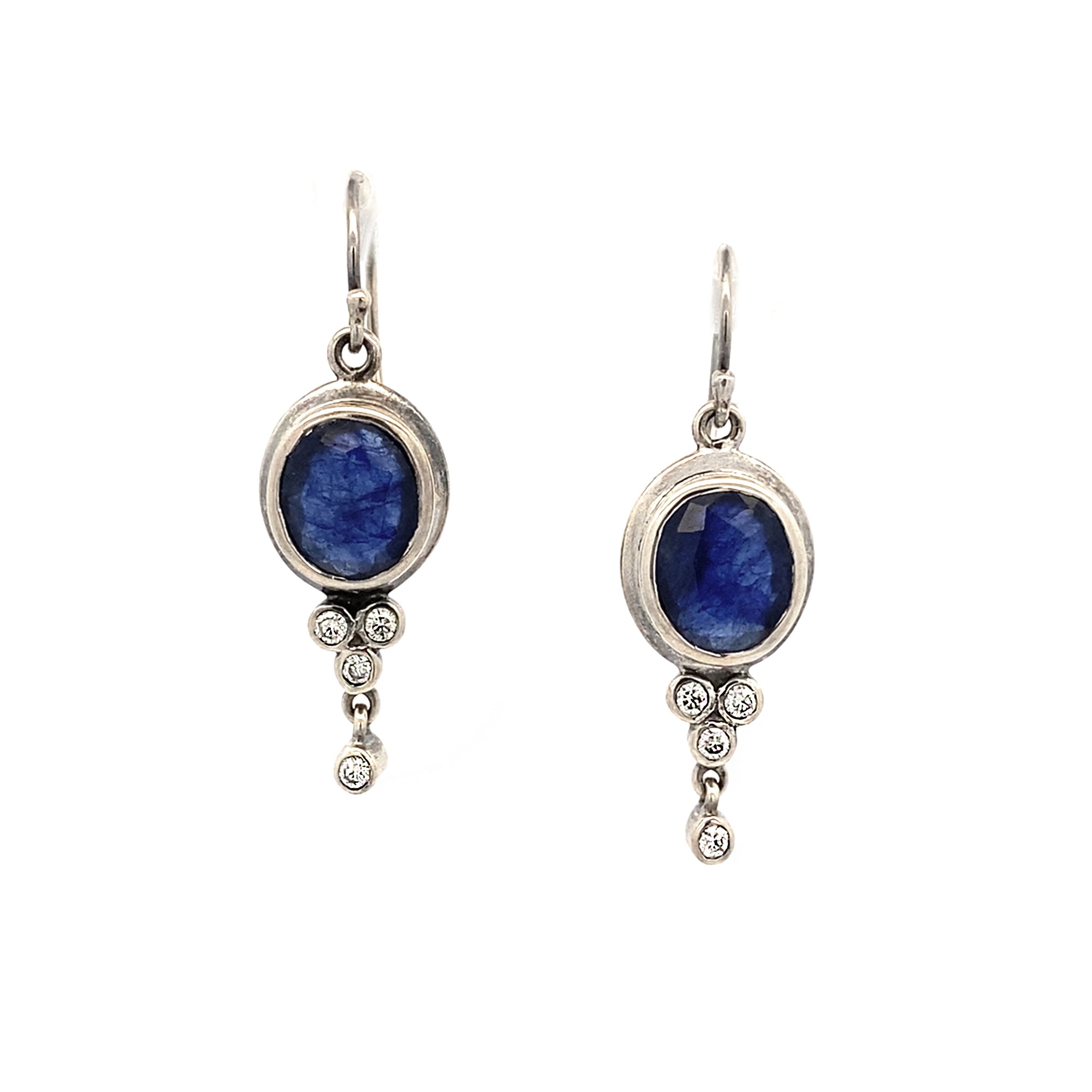 Silver Sapphire Dangle Earrings