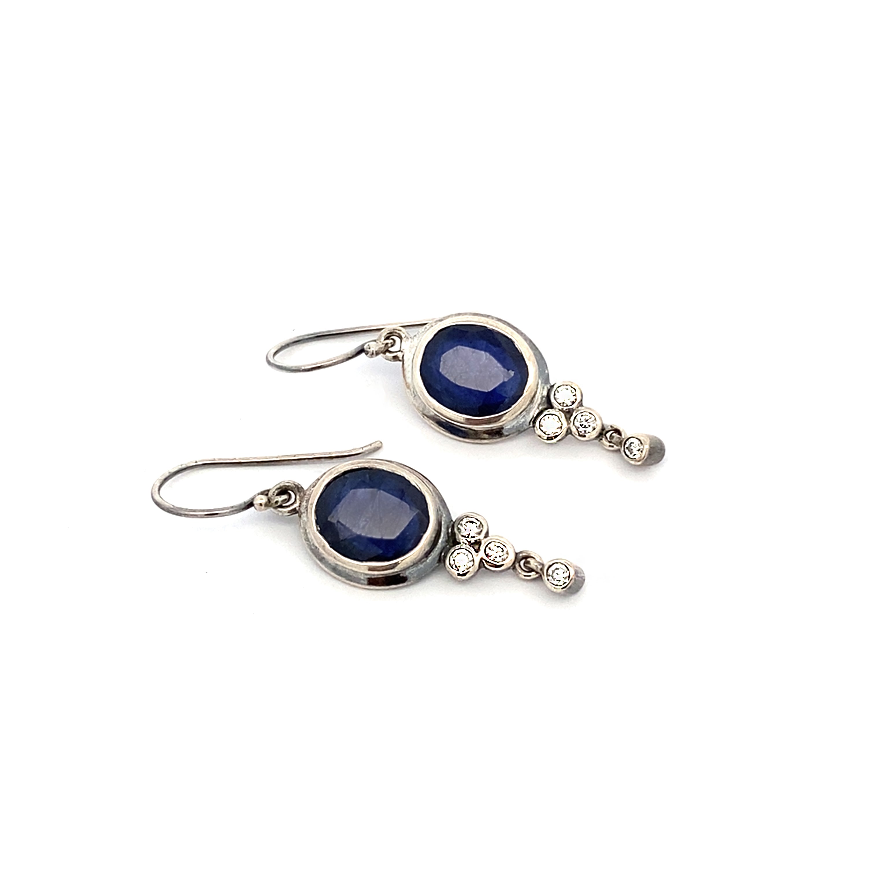 Silver Sapphire Dangle Earrings
