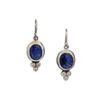 Silver Sapphire and Diamond Earrings