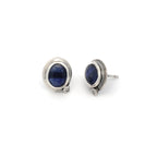 Silver Sapphire and Diamond Studs