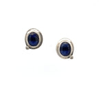 Silver Sapphire and Diamond Studs