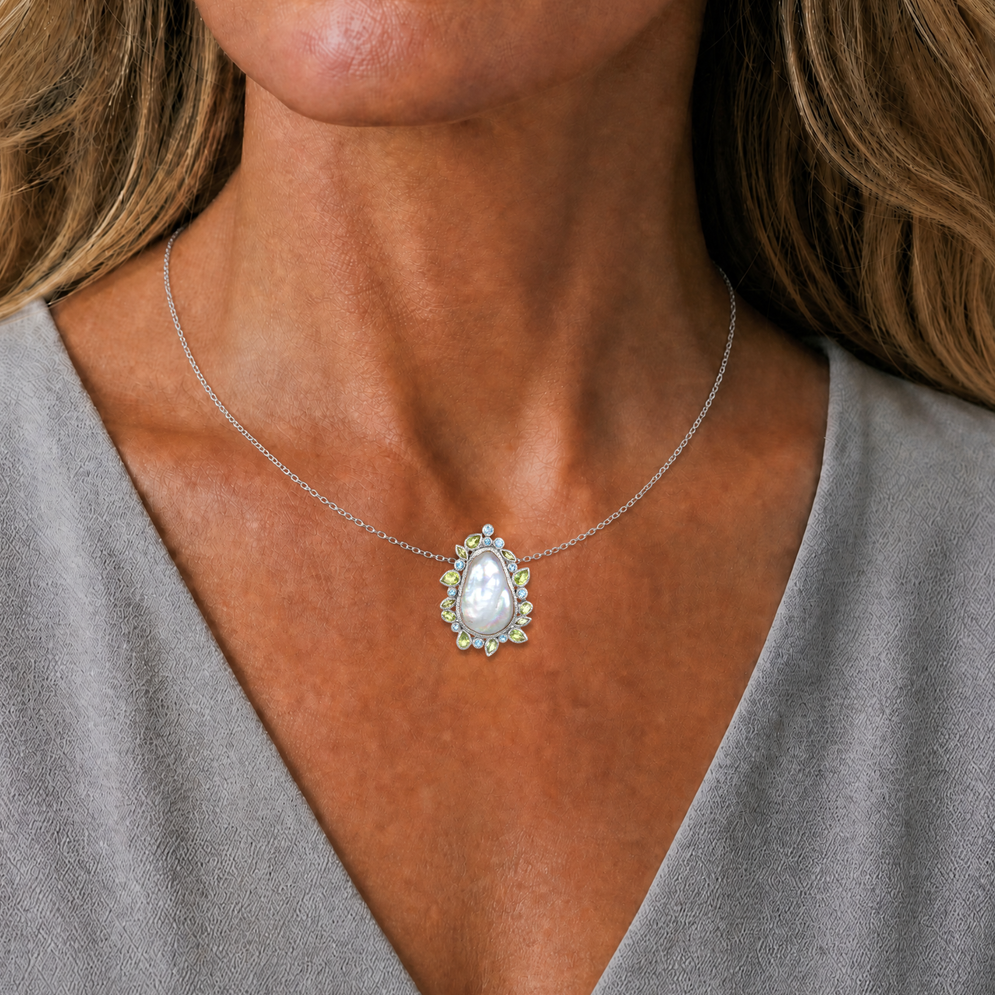 Dream of Moorea - Silver and Baroque Pearl Pendant