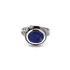 Silver Sapphire and Diamond Ring