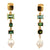Asymmetrical Tourmaline and Pearl Gold Earrings
