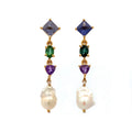 Tanzanite Post Top Earrings with Pearl - 18k Vermeil - Q Evon Fine Jewelry