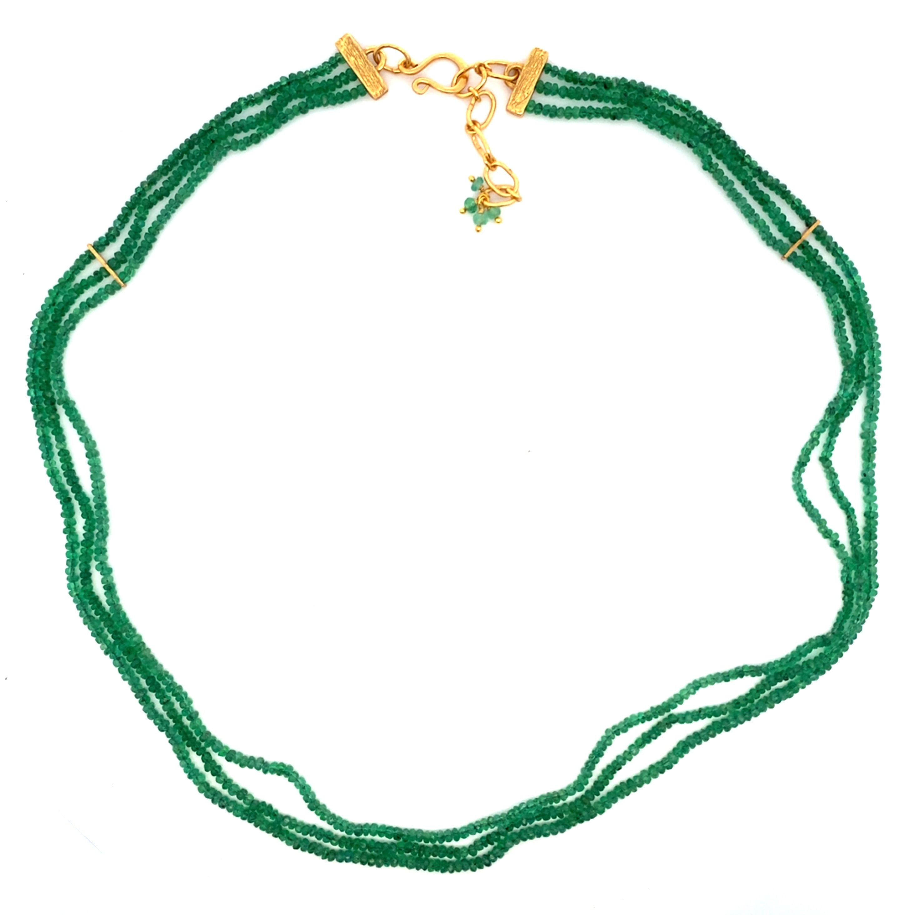 Multi-Strand Emerald Necklace - 18k Vermeil