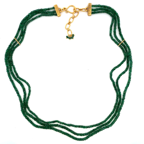 Multi-Strand Emerald Necklace - 18k Vermeil