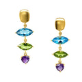 Blue Topaz East West Marquise Earrings - Gold - Q Evon Fine Jewelry