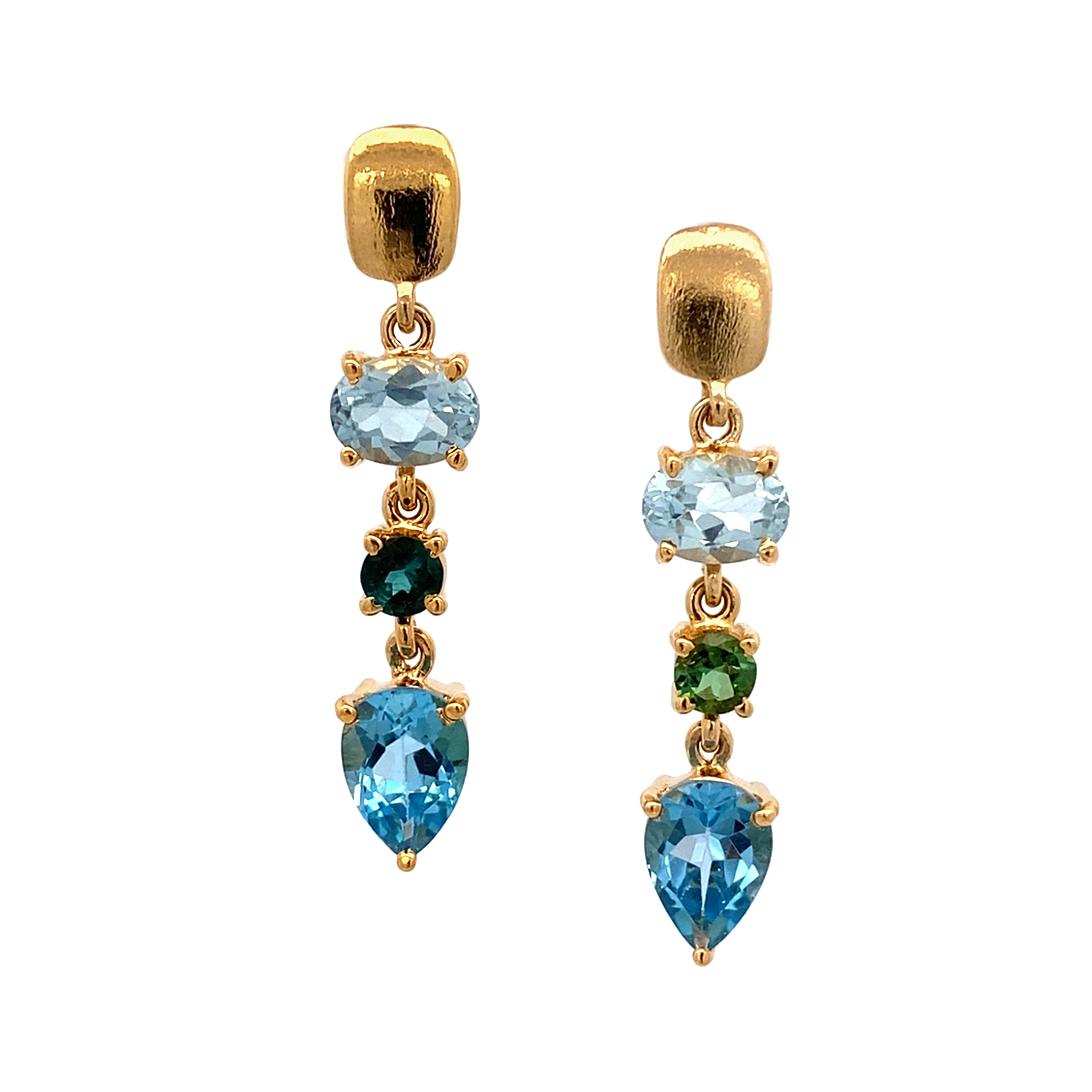 Blue Topaz and Tourmaline Post Top Earring