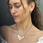9 Tab Mixed Metal Necklace with Diamond