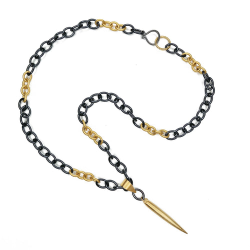 Black and Gold Upcycled Necklace - Q Evon Fine Jewelry