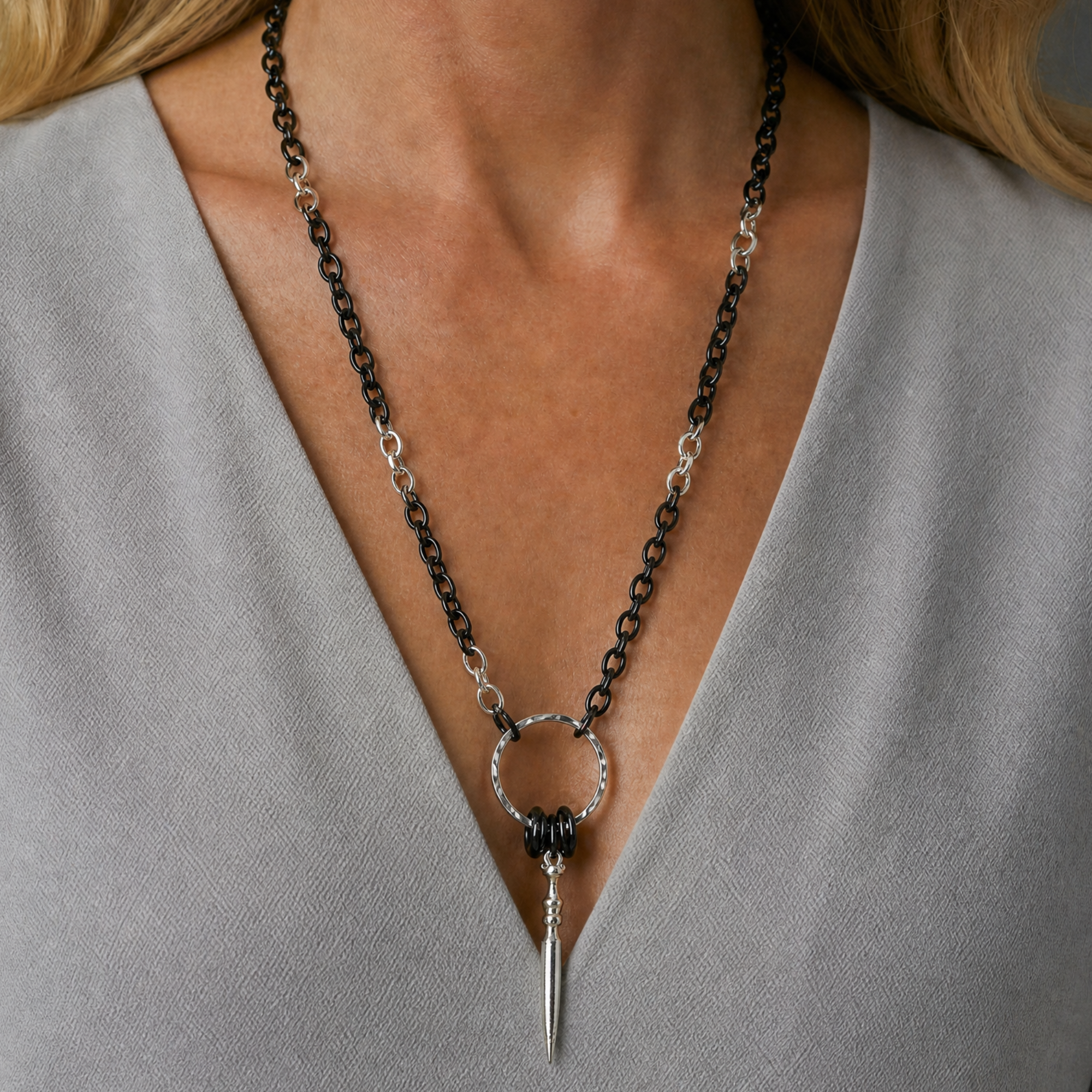 Black and White Upcycled Necklace