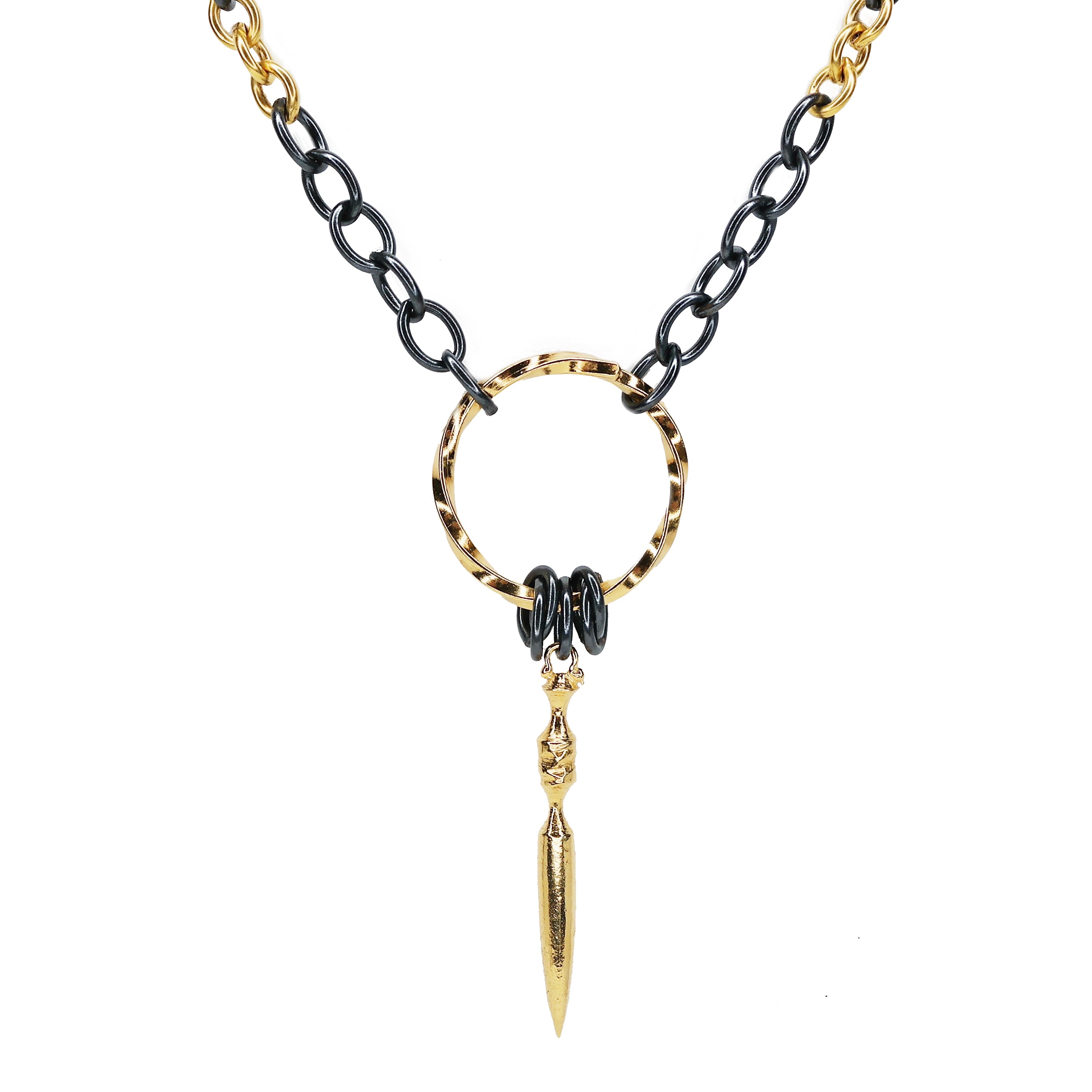 Black and Gold Upcycled Necklace - Large