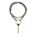 Black and Gold Upcycled Necklace - Large