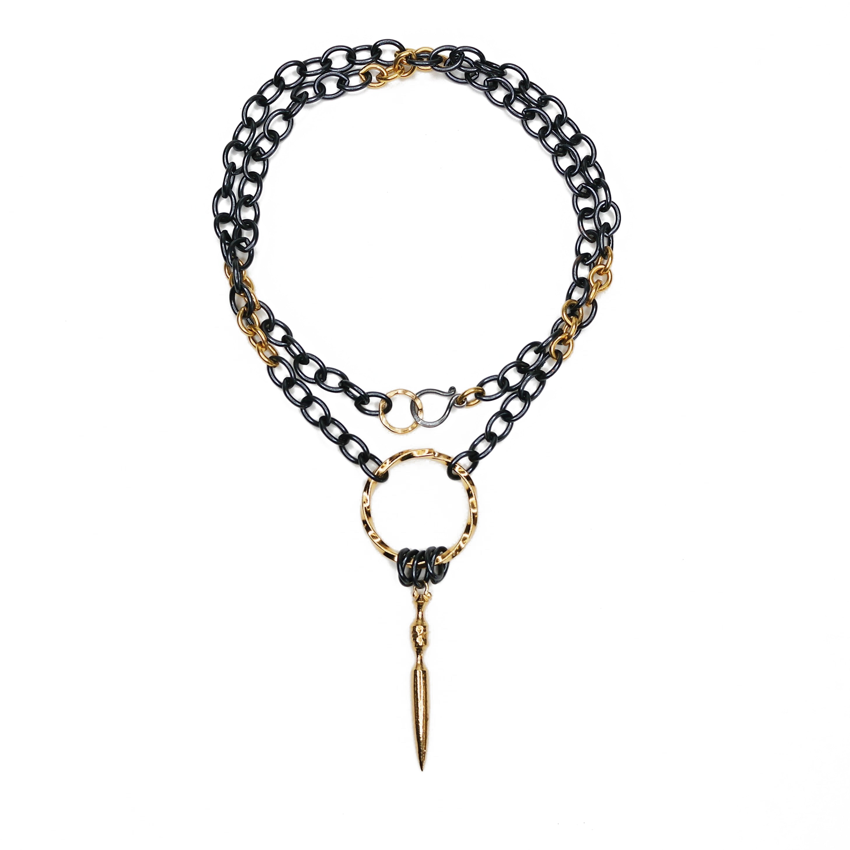 Black and Gold Upcycled Necklace - Large