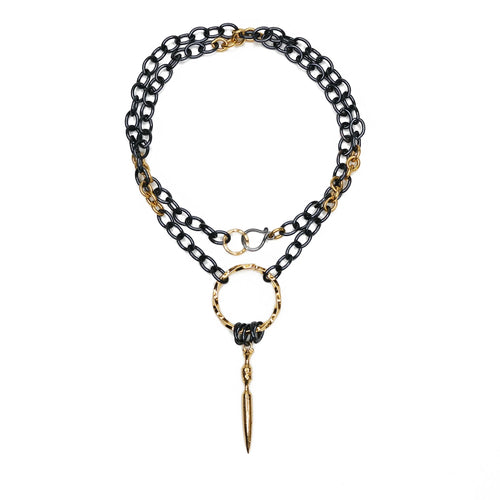 Black and Gold Upcycled Necklace - Medium - Q Evon Fine Jewelry