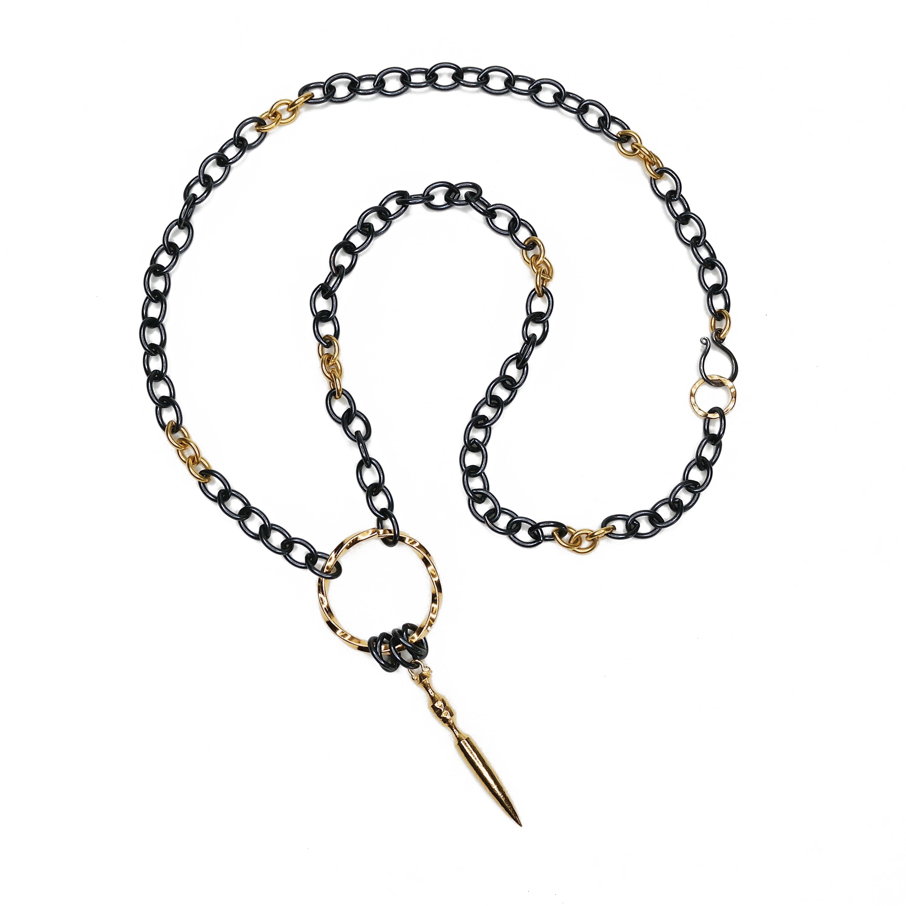 Black and Gold Upcycled Necklace - Large