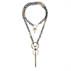 Black and Gold Upcycled Necklace - Large