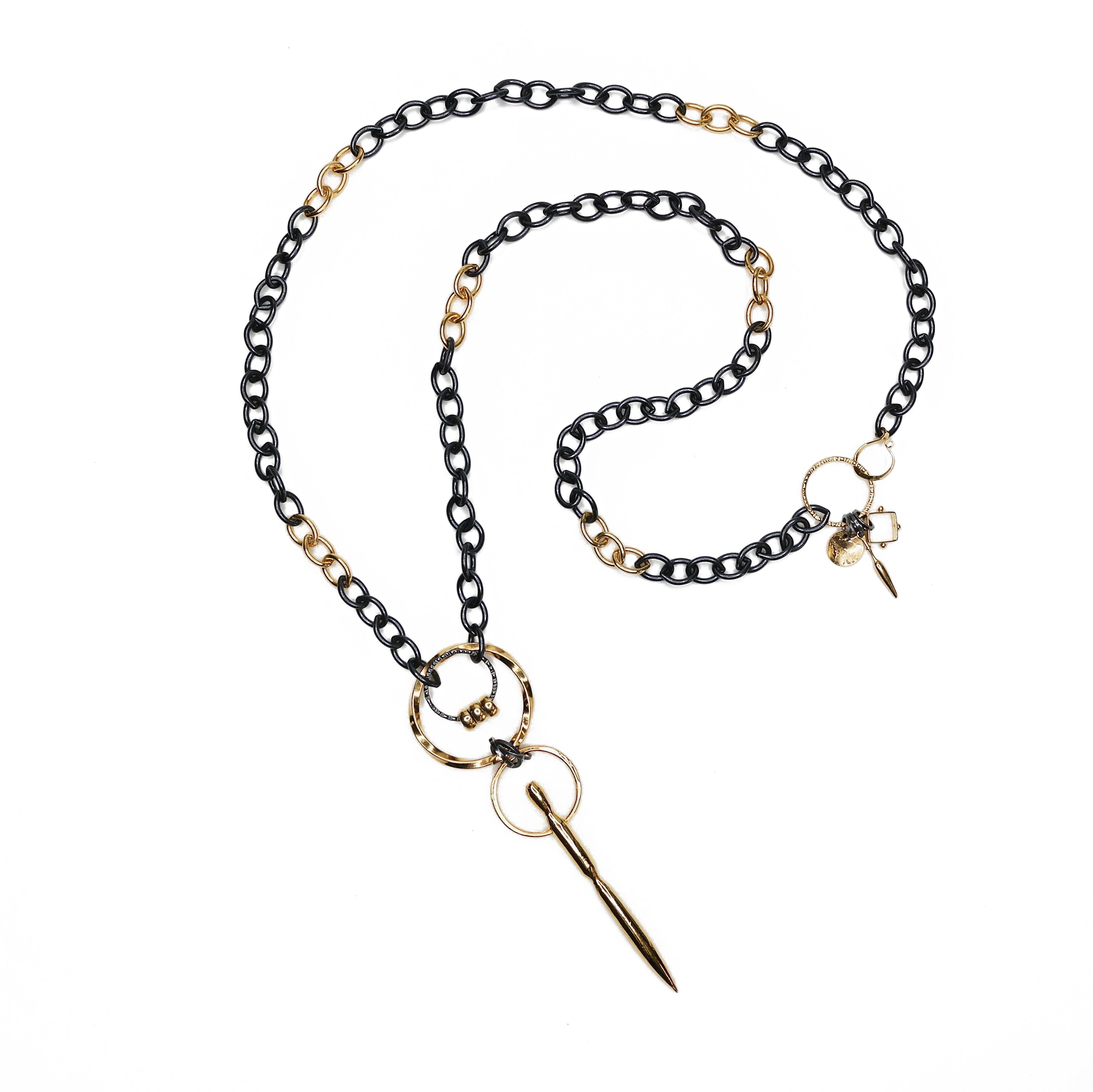 Black and Gold Upcycled Necklace - Large