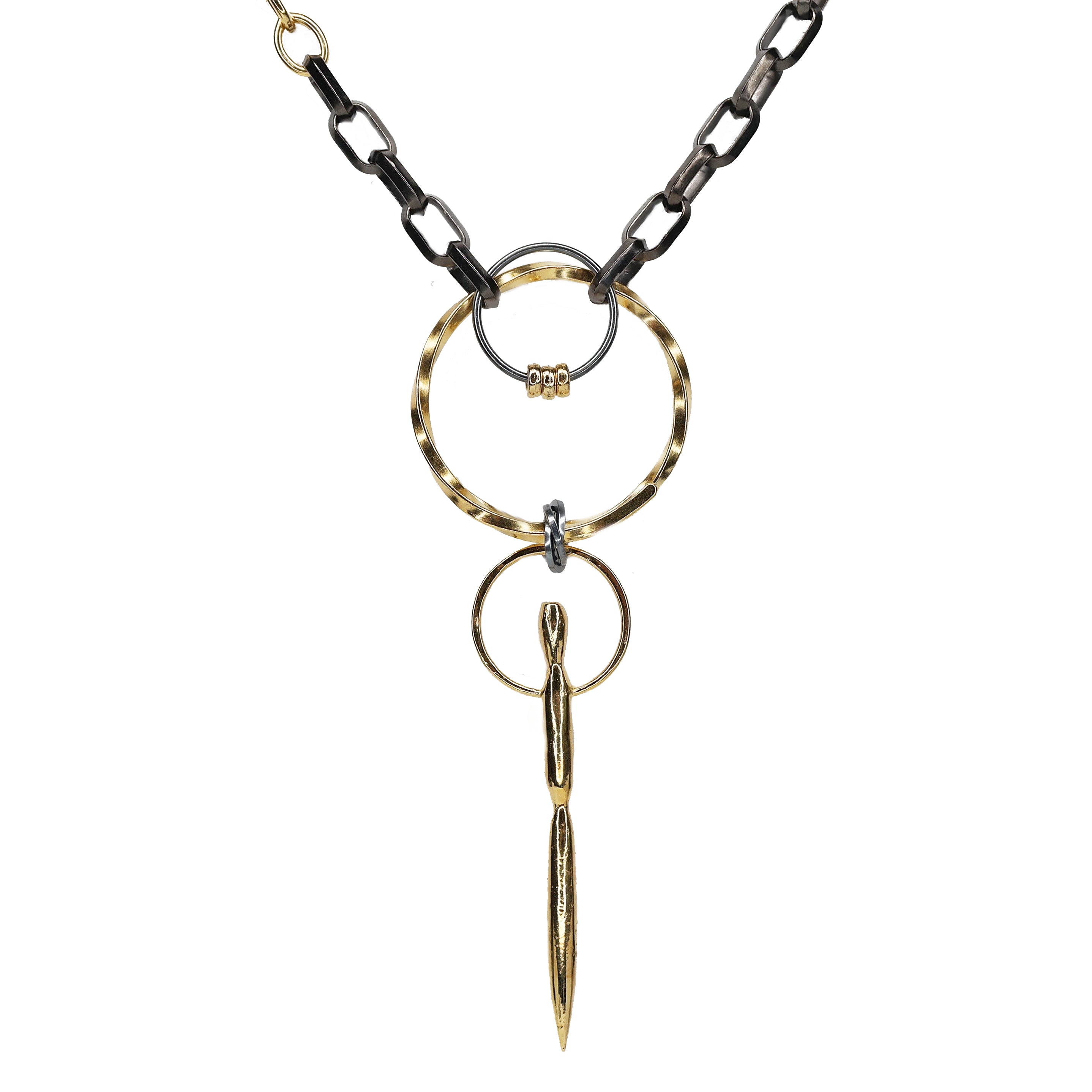 Black and Gold Upcycled Necklace - XL