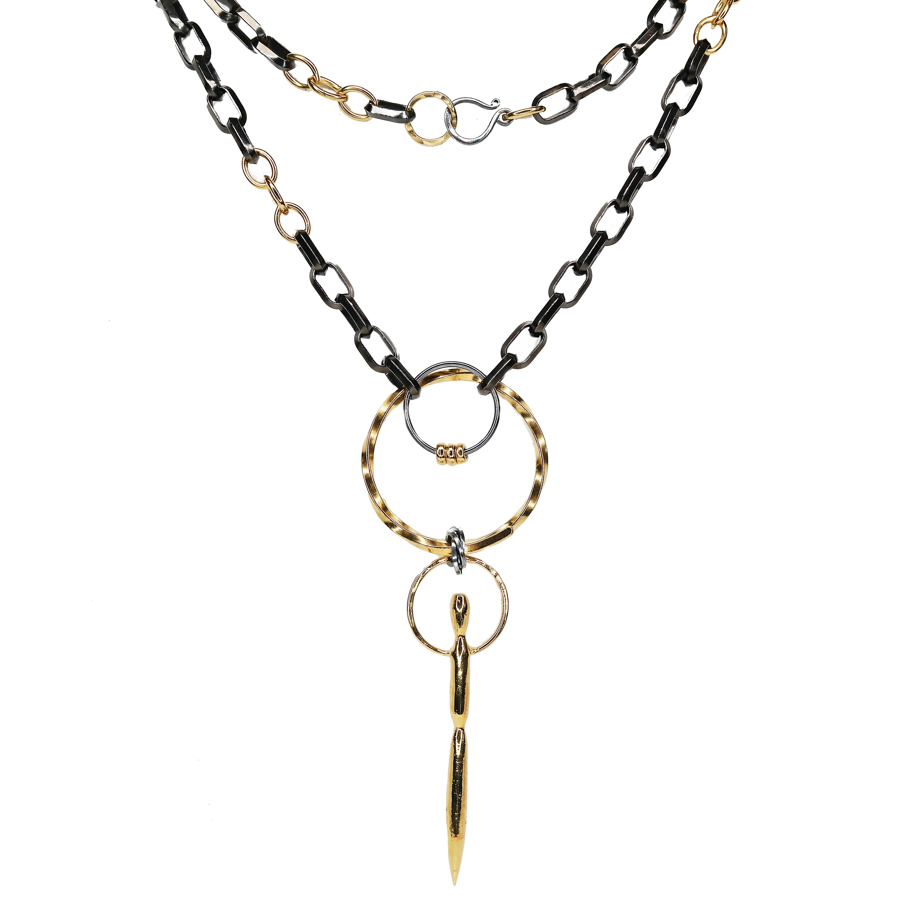 Black and Gold Upcycled Necklace - XL