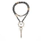 Black and Gold Upcycled Necklace - XL