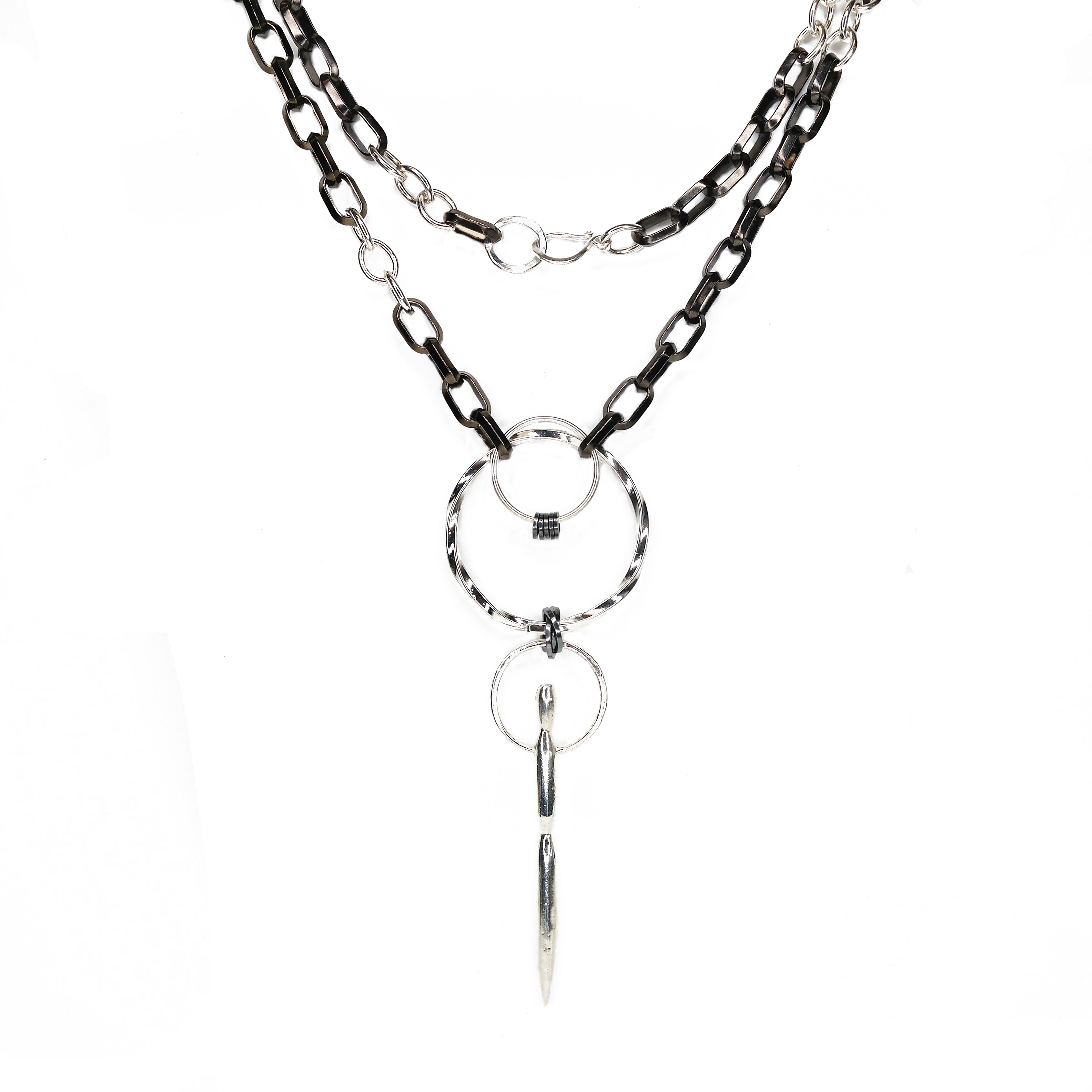 Black and White Upcycled Necklace - Large