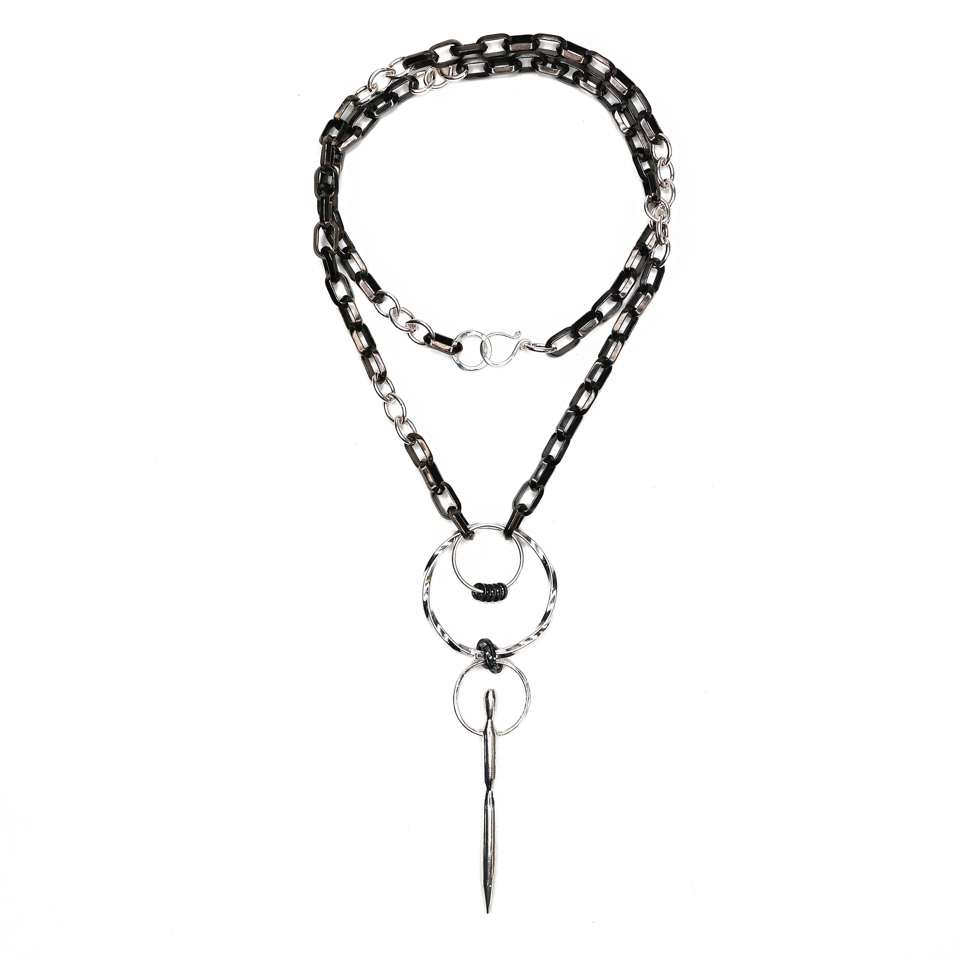 Black and White Upcycled Necklace - Large