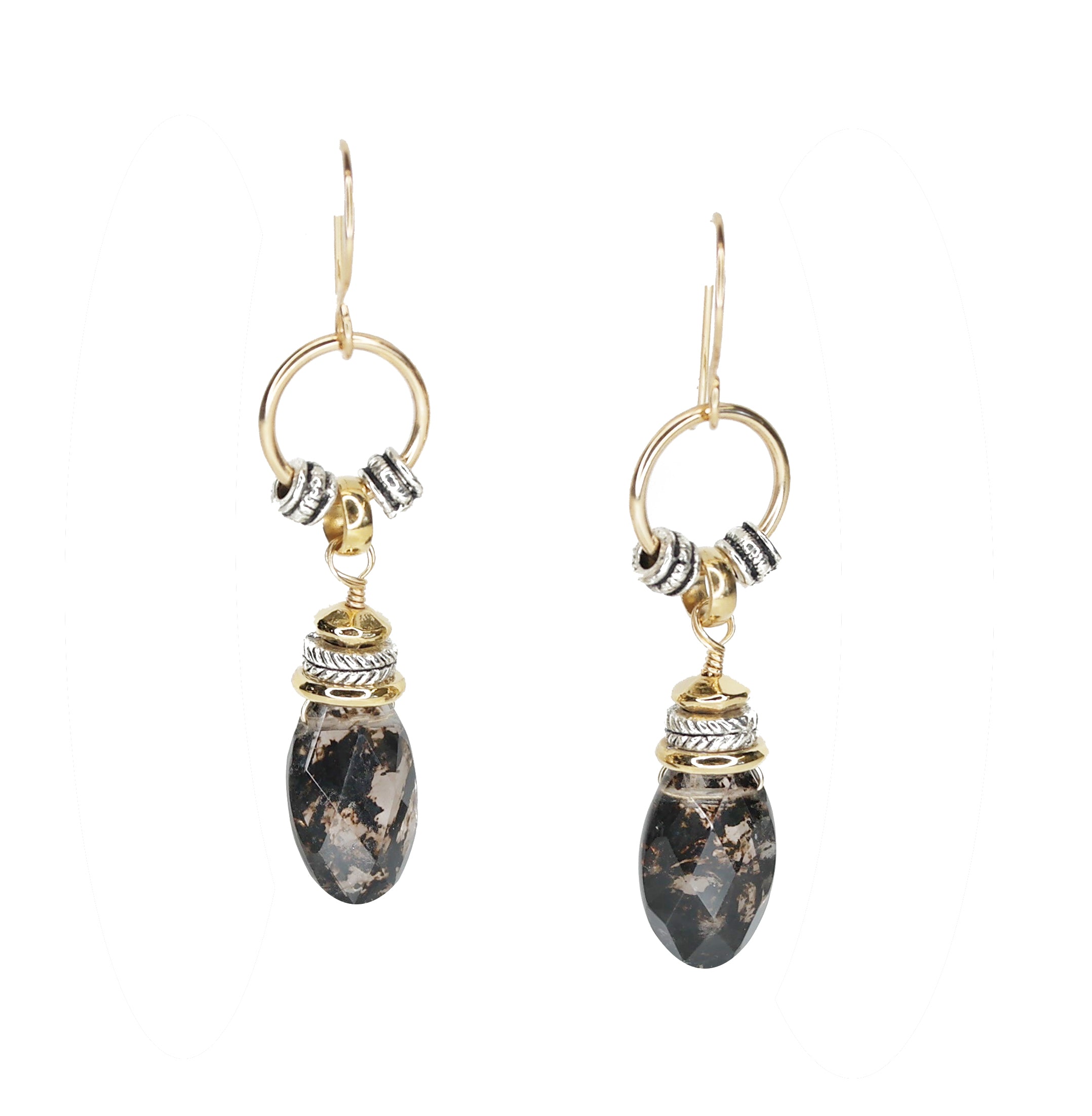 Earrings - Quartz & Black Tourmaline