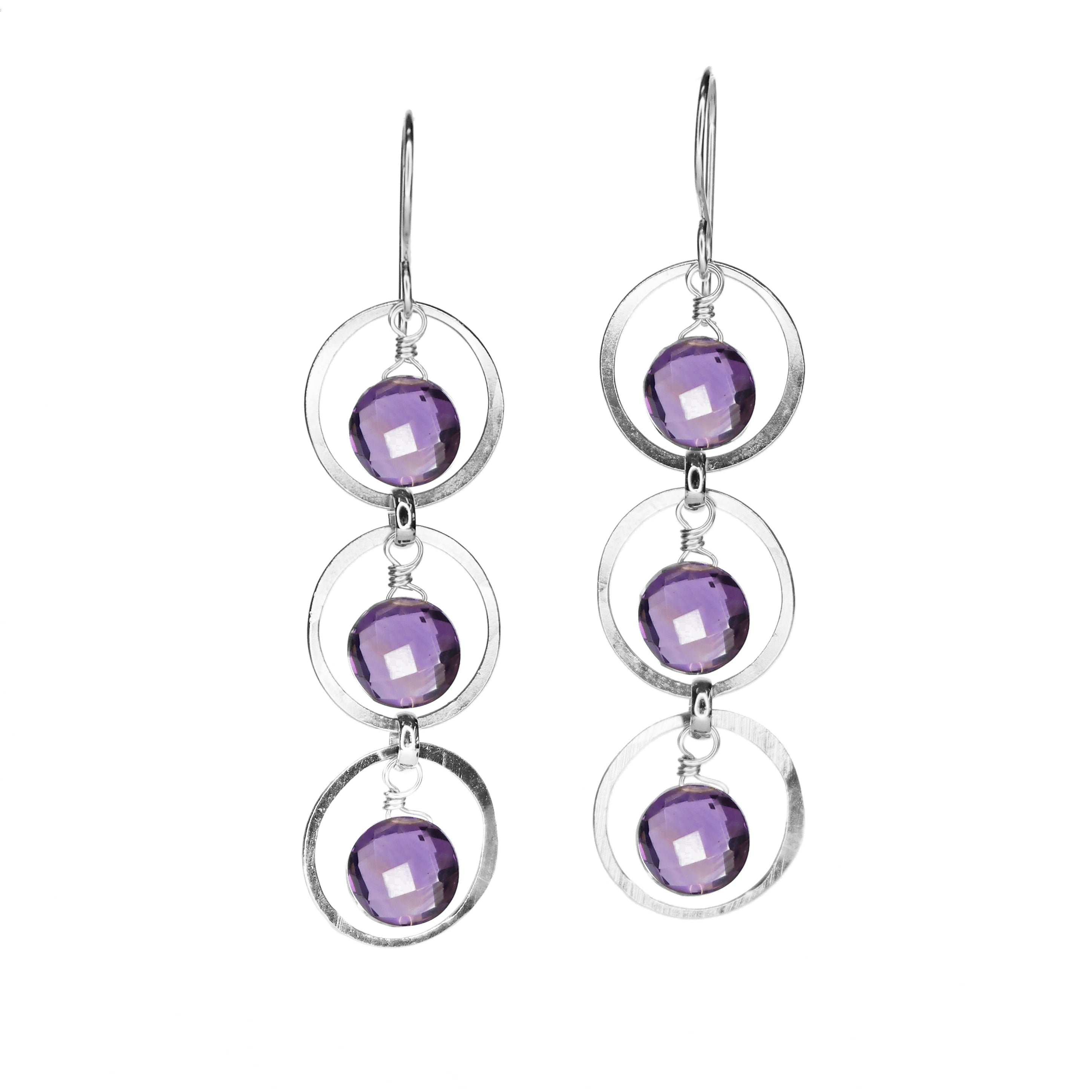 Triple Gems Forged Circles - Amethyst