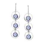 Triple Gems in Gold Forged Circles - Iolite