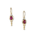 Ruby & 14k Earrings with White Diamonds - Q Evon Fine Jewelry