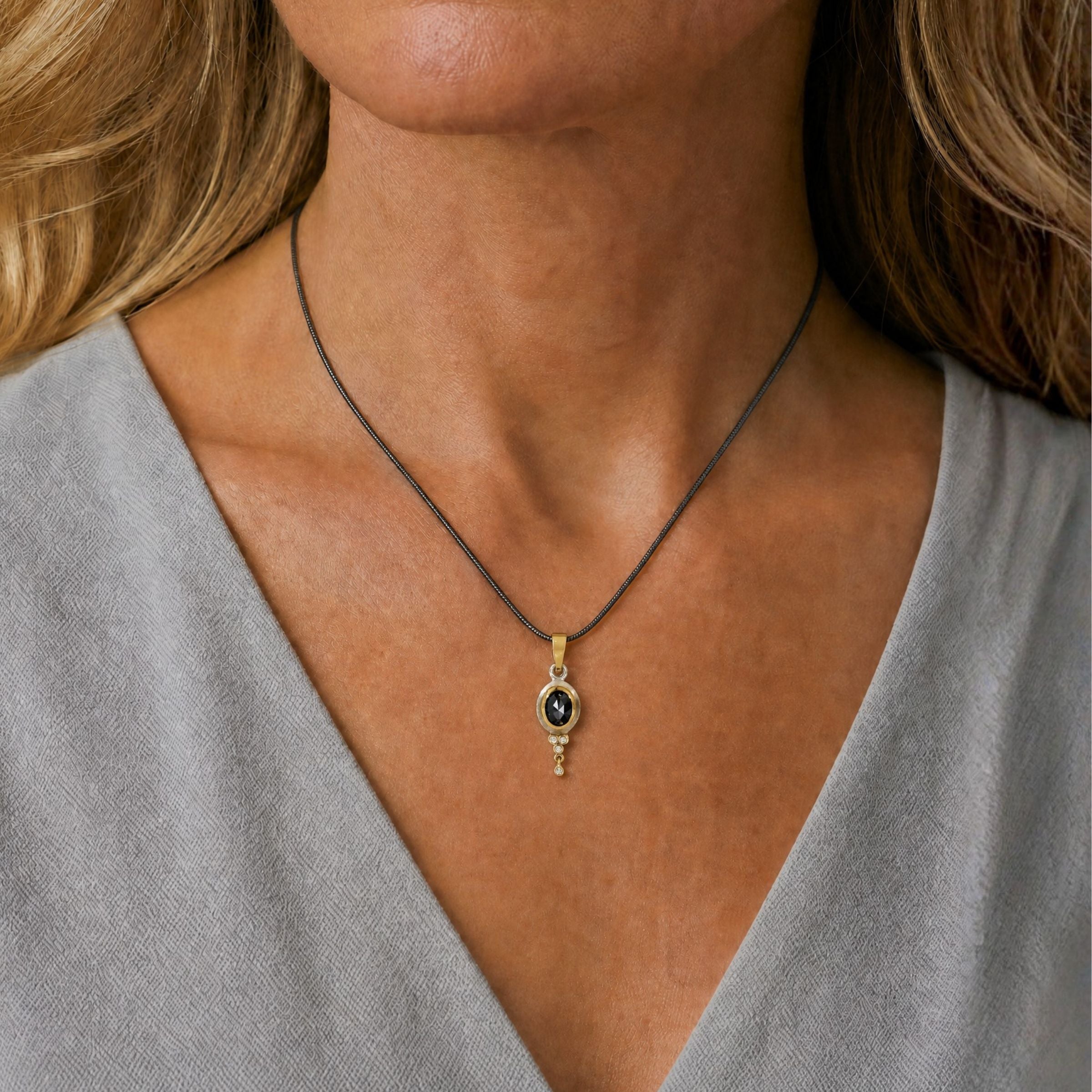 Black Diamond & 14k Pendant with Diamonds