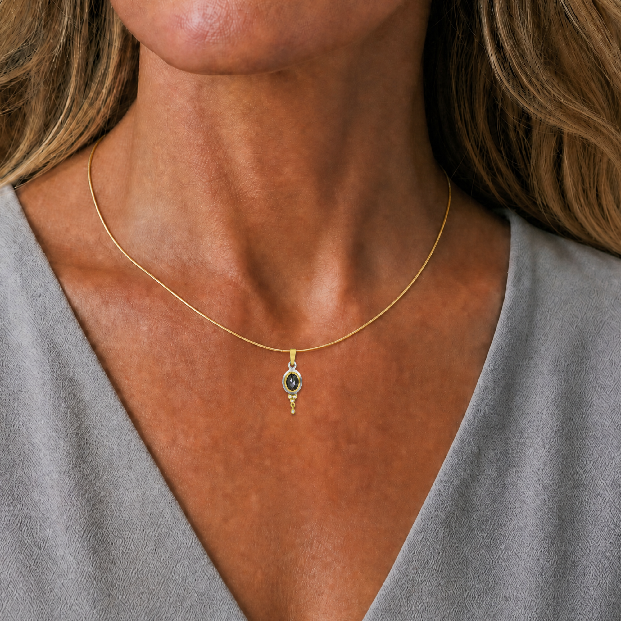 Black Diamond & 14k Pendant with Diamonds